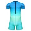 Costume da bagno intero da uomo a colori sfumati S-3XL Manica corta Zip frontale Pantaloncini a pantaloncino Tuta Rash Guard per Surf Nuoto Subacquea