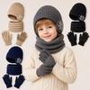 Set 3 Piese Căciulă Caldă de Iarnă Set Fular Mănuși Set Accesorii de Iarnă Căptușite cu Lână Copii