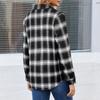 Women's Fashion Long-Sleeve Button-Down Plaid Shirt With Pockets