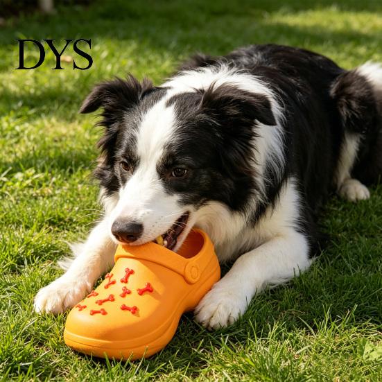 Puppy Chewing Toy Squeaky Slipper Dog Chew Bite Resistant Aggressive Chewer Latex Slide Built-in Squeaker Shoes Interactive Small Teething Cleaning