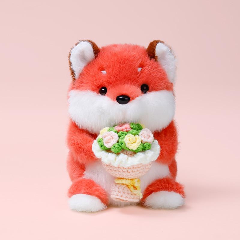 Kara Fox Cat Plush Toy With Flower Holder For Kids Room Decor And Giftgiving