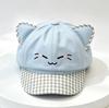 Cute Cat Ear Plaid Decorative Beret Sun Protection Retro Big Head Circumference Octagonal Hat Showing Face Small Painter Newsboy Hat