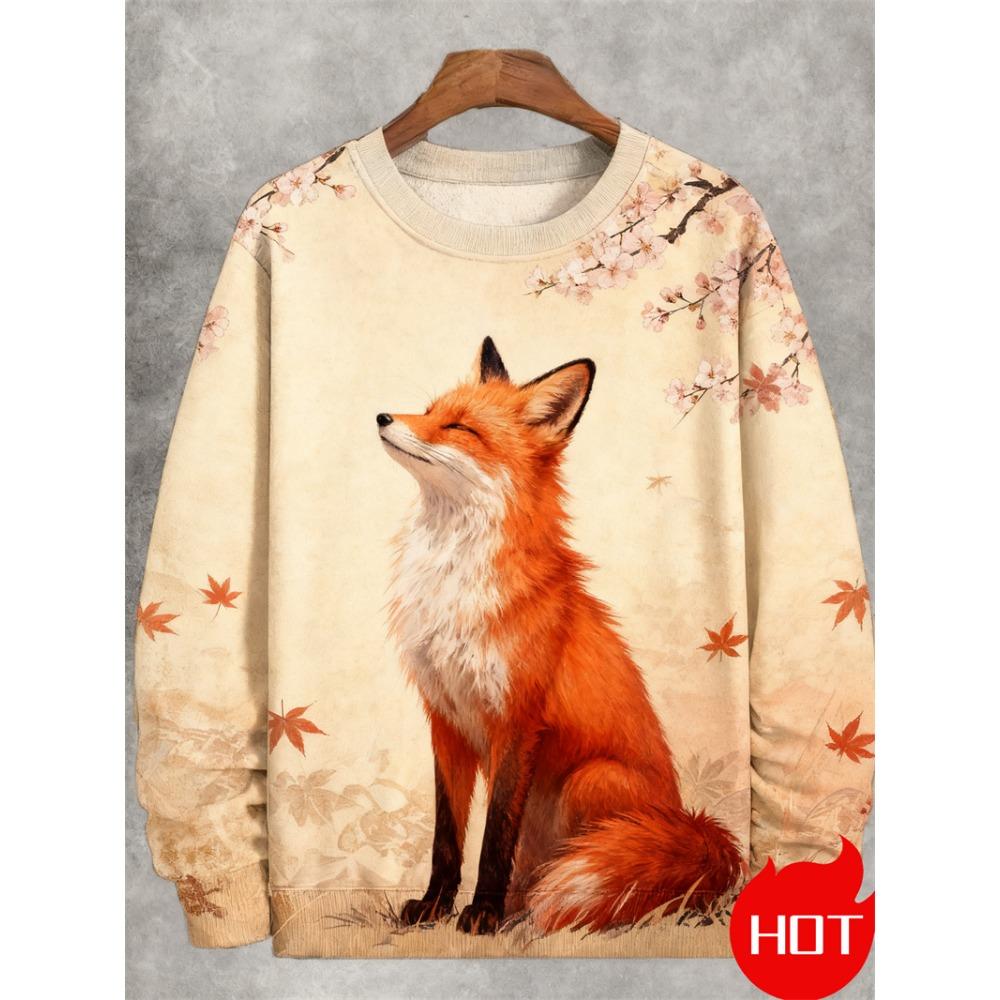 Spring Autumn Sweatshirt Pullover Women Casual Japanese Art Animal 3D Printed O Neck Long Sleeve Hoodies Unisex Pullovers