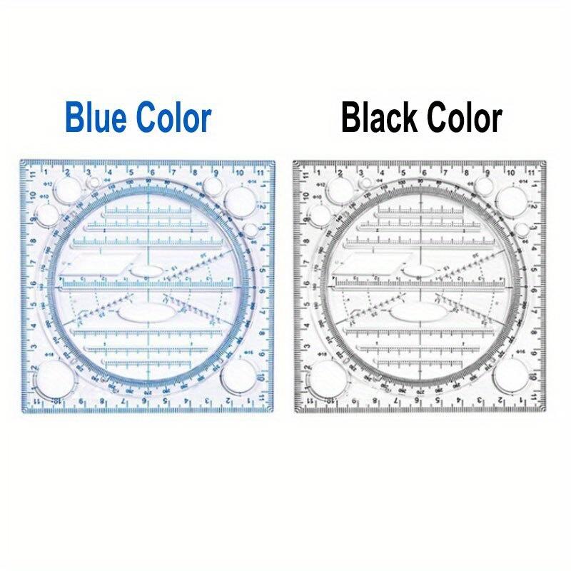 2pc Multifunction Rotatable Drawing Template Art Design Construction Architect Geometry Circle Drafting Measuring Scale Ruler