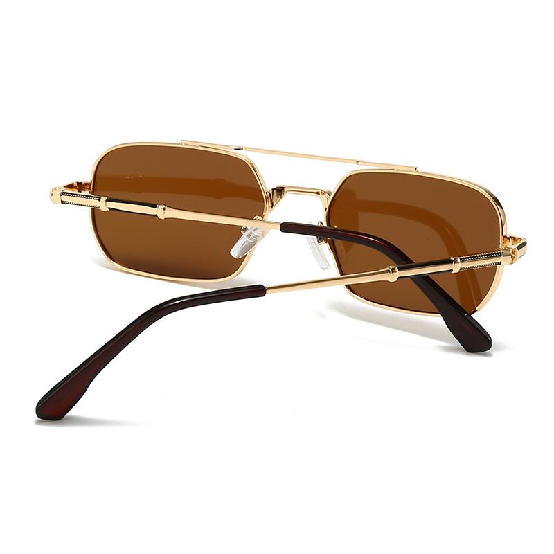 New European American Style Men's Aviator Sunglasses Retro Double Bridge Metal Square Frame Ready Stock 14114