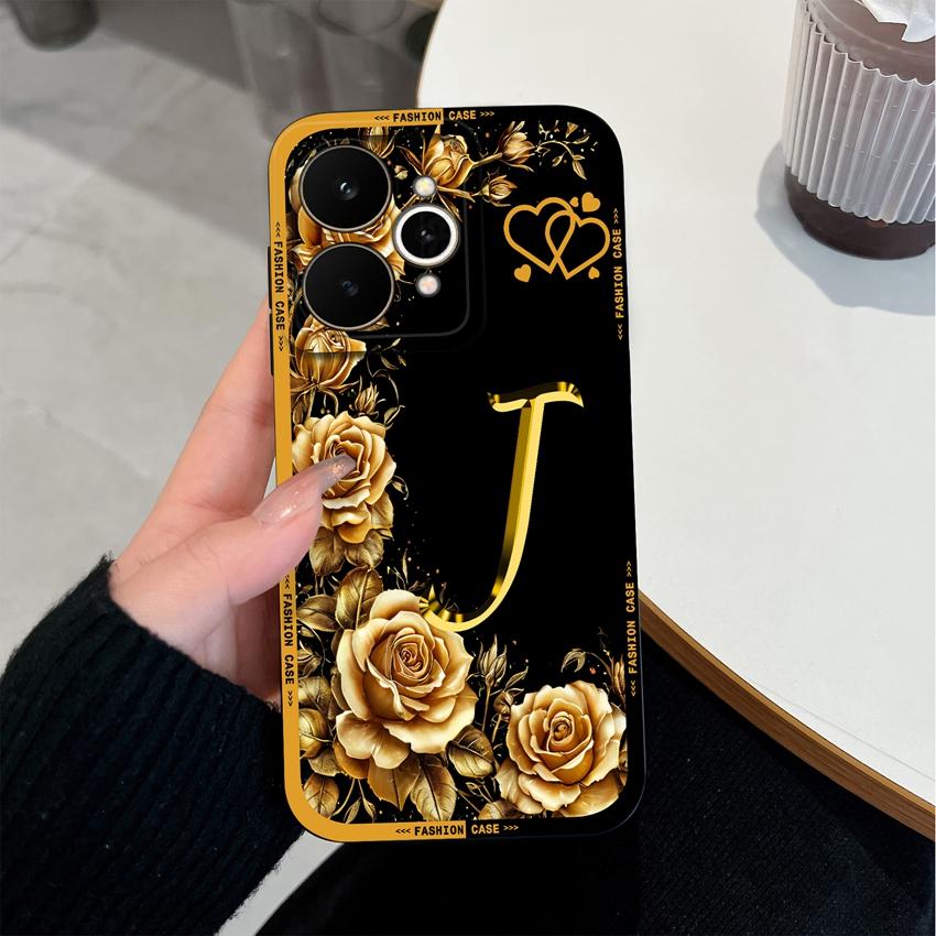 

Протиударний силіконовий чохол для Realme 15 14 13 12 Pro 15T 15X 14T 14X 12X Чохол для телефону З гарним візерунком з троянд та літер Протиковзка задня кришка для корпусу Realme Realme 15 5G