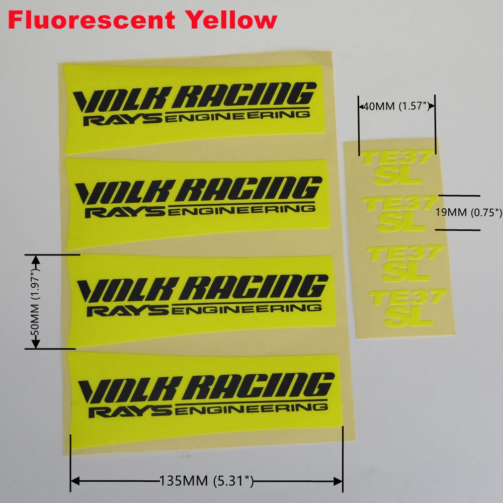 Wholesale JDM Car Wheel Stickers VOLK RACING RAYS TE37SL Fluorescent & Reflective TE37 SL Sport Rim Sticker Decal Accessories