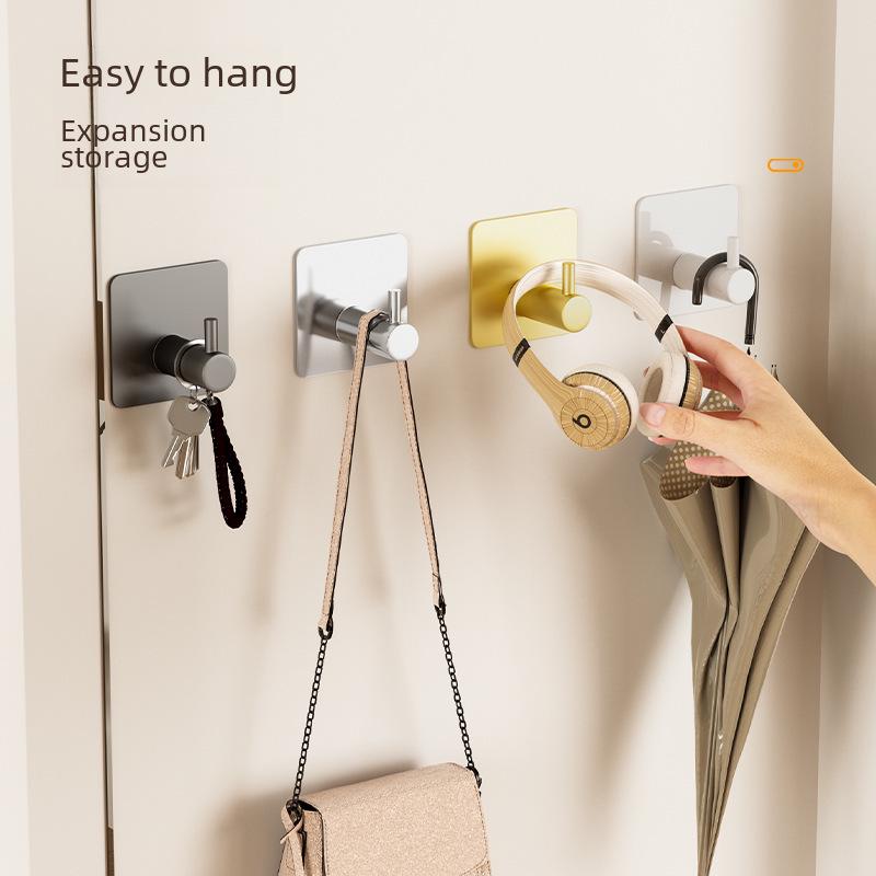 Stainless Steel Adhesive Hooks for Bathroom & Kitchen - Traceless, Rust-Resistant, Strong Adhesion