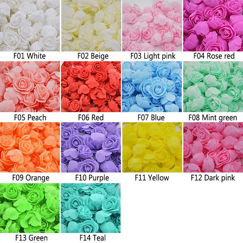 50Pcs/lot 3.5cm PE Foam Rose Head Artificial Rose Flowers Home Garden Decorative Wreath Supplies Wedding Event Party Decoration