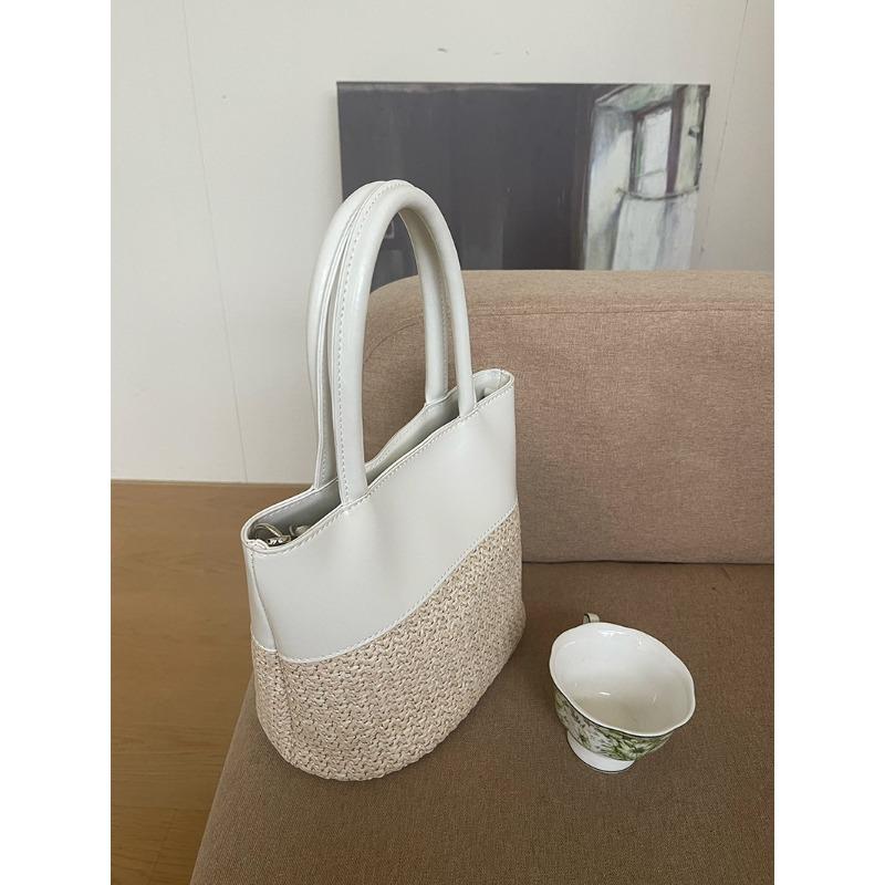 

Летняя соломенная плетеная пляжная сумка в новом стиле, лоскутная сумка в стиле ретро