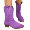 Large Size Embroidered Square Heel Round Head Medium Boots Chelsea Boots Versatile V-Mouth But Knee Boots Children