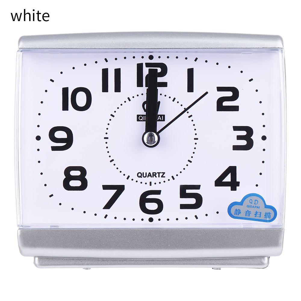 

Пластиковые простые кварцевые часы-будильник на батарейках для домашнего декора с цифрами белый
