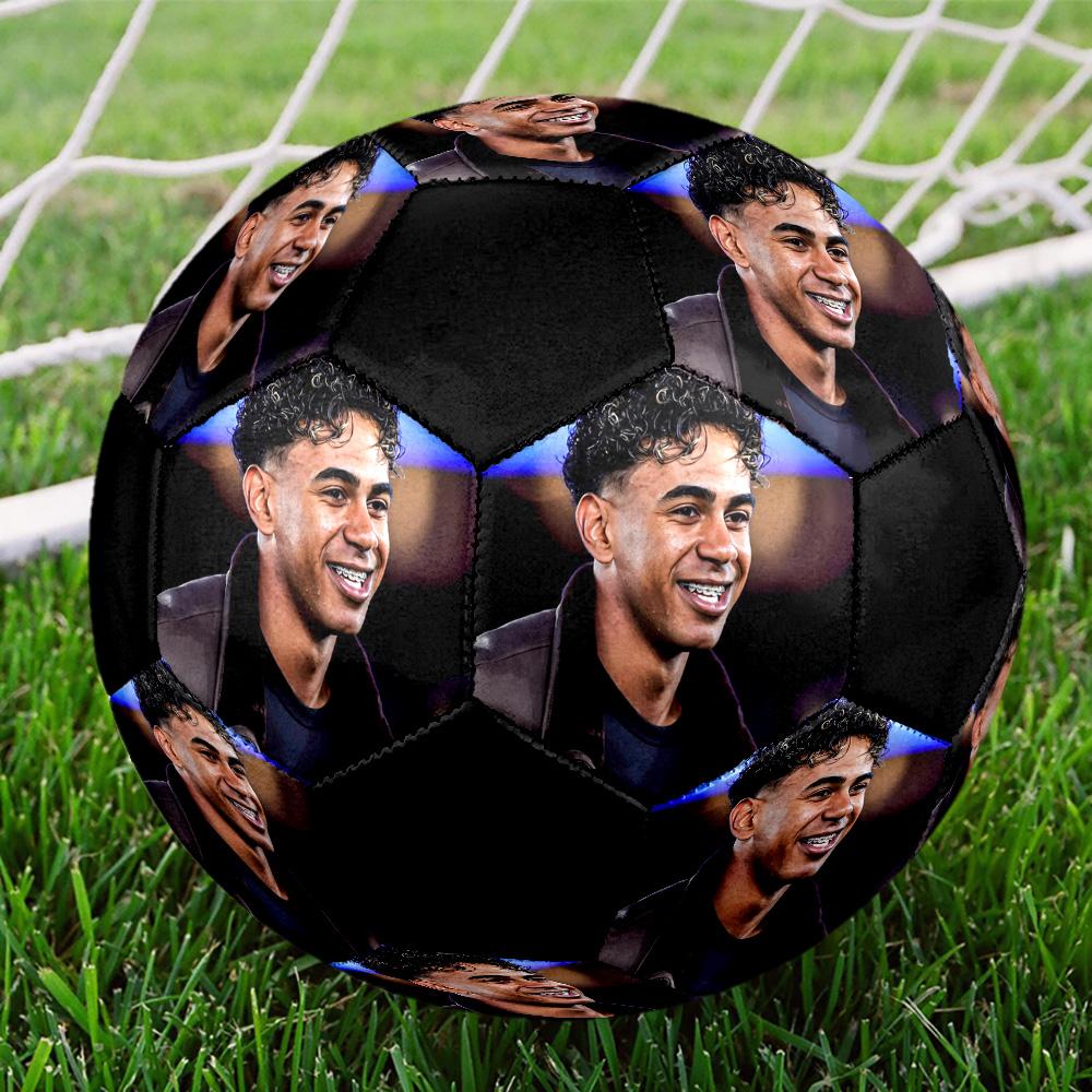 Ballon de Football en Salle Lamine Yamal Coloré Cousu à la Machine PVC Taille 5 Prêt pour l'Entraînement d'Équipe et la Compétition Durable Haut Rebond Cadeau Sportif Cool