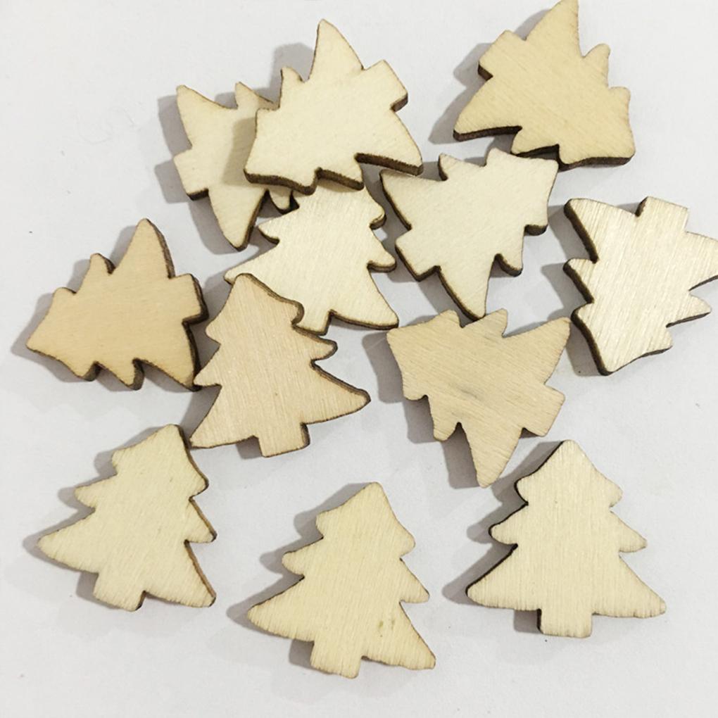 50x Christmas Tree Wooden Hanging Ornaments For Xmas Decoration Snowflake Xmas Tree Pendants Mini