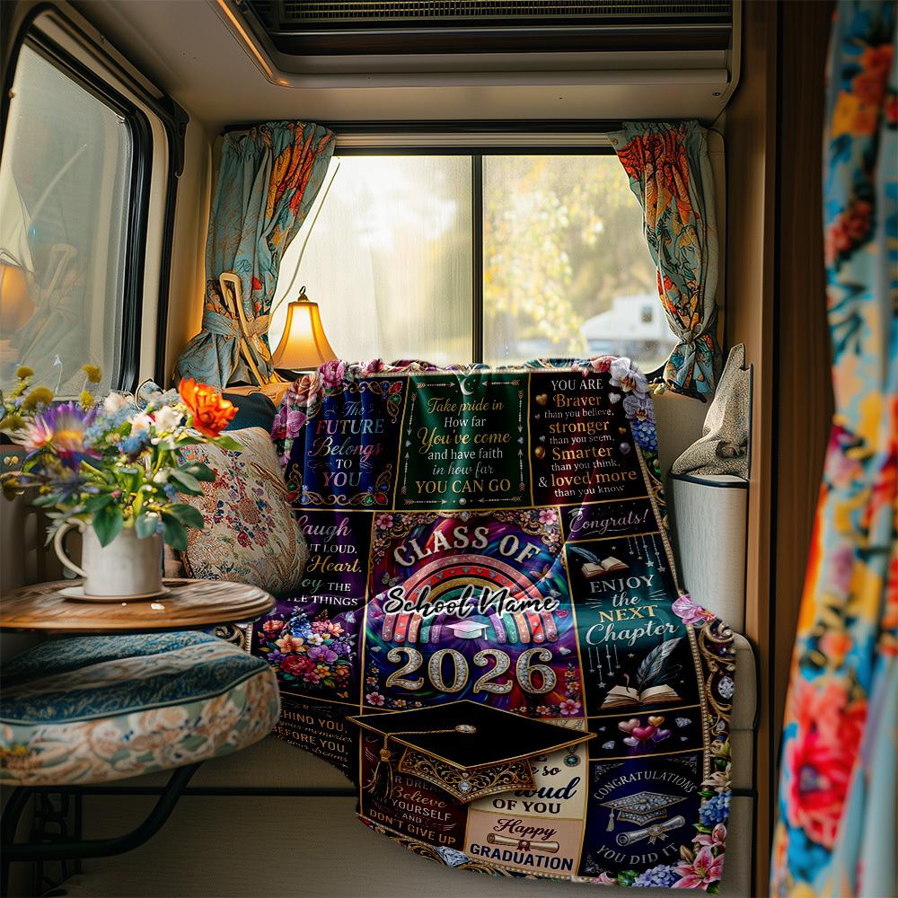 2026 Future Belongs You Graduation Celebration Blanket Personalized Name Soft Comfortable Stylish Blanket Car Blanket Perfect For Travel Camping