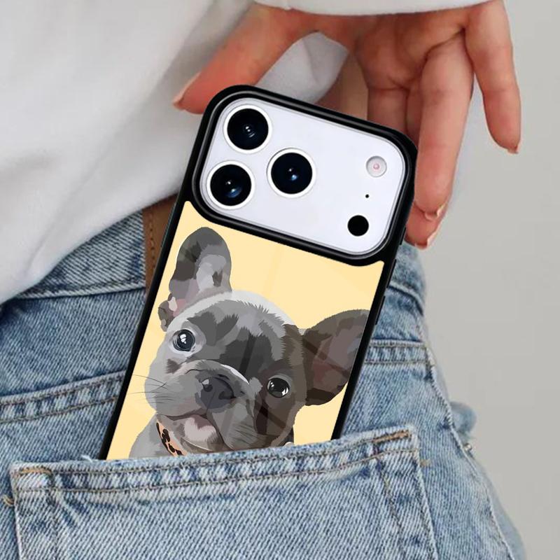 Cartoon French Bulldog Soft Phone Case for iPhone 16e 15 14 13 12 17 Pro Max Plus Air 17pro Cover Coque