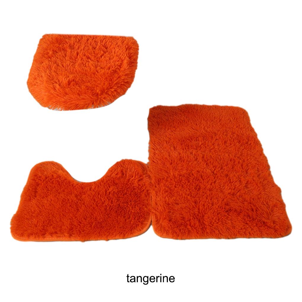 3pcs PU Soft Texture Strong Water Absorption Toilet Mat Set For Bathroom Carpets Cover Rug