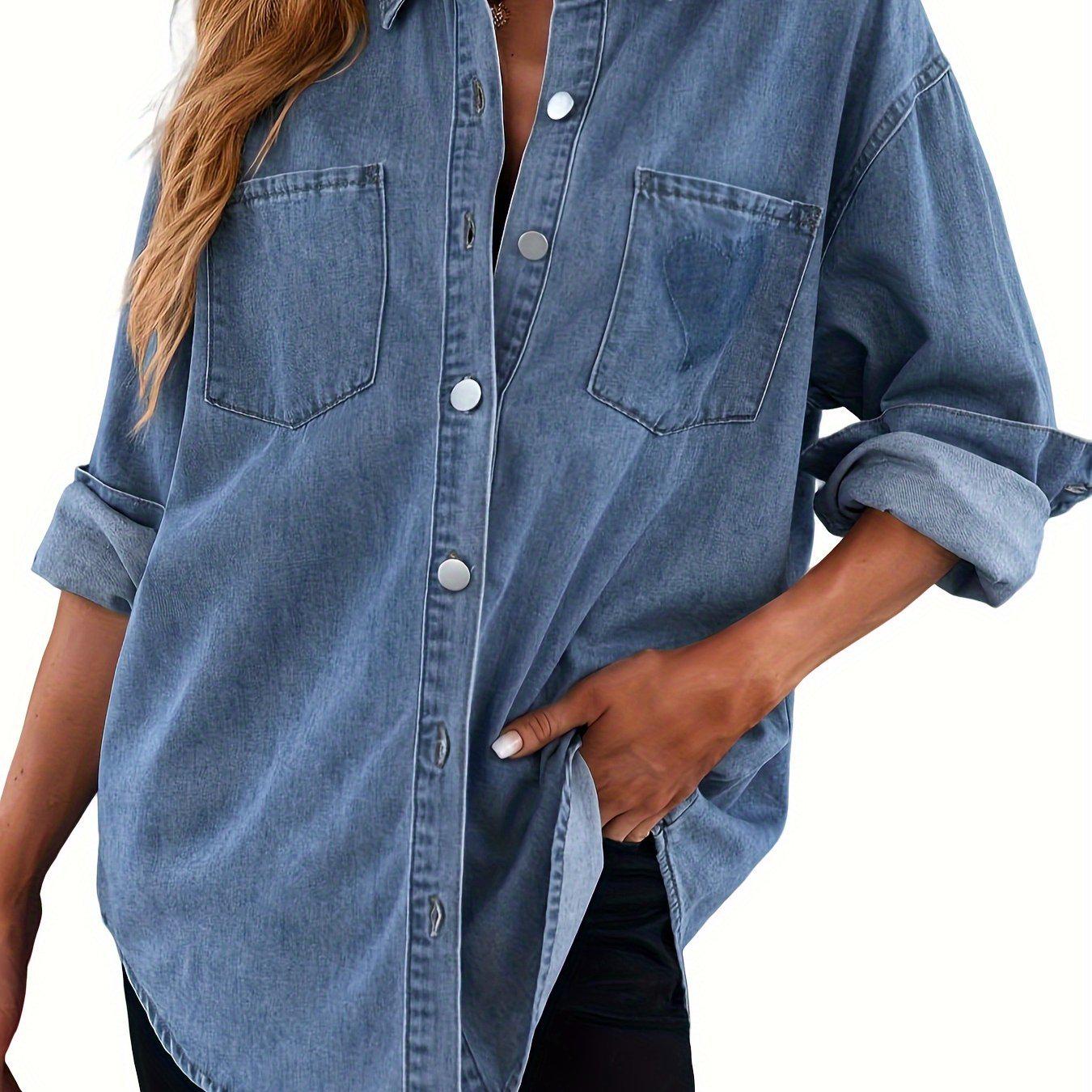 

V-neck Long-Sleeve Denim Shirt B81378 XL