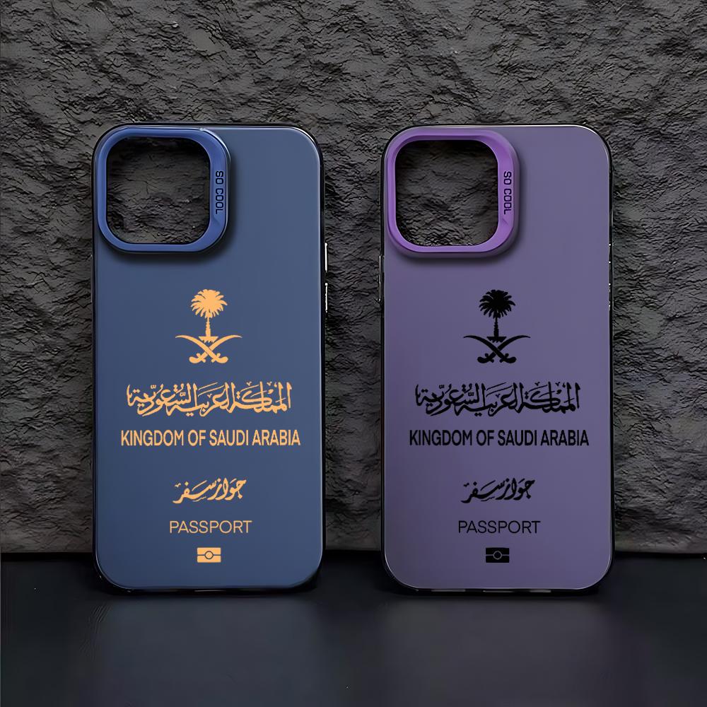 Saudi Arabia Passport Phone 13 12 11 Pro Max Candy Matte Shockproof Back Cover For iPhone 16 15 14 Case