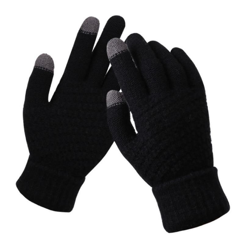 Touch Screen Gloves Women's Winter Knitted Fleece Jacquard Thickened Non-slip Warm Fashion Winter Gloves