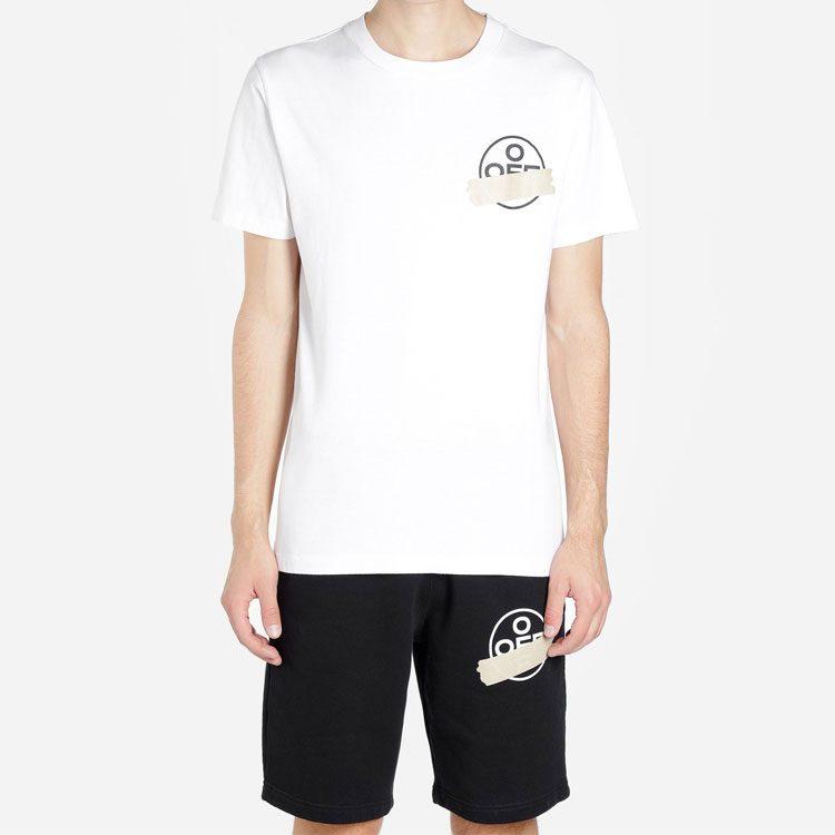 OFF WHITE T-shirt aderente con nastro frecce OMAA027R201850020148