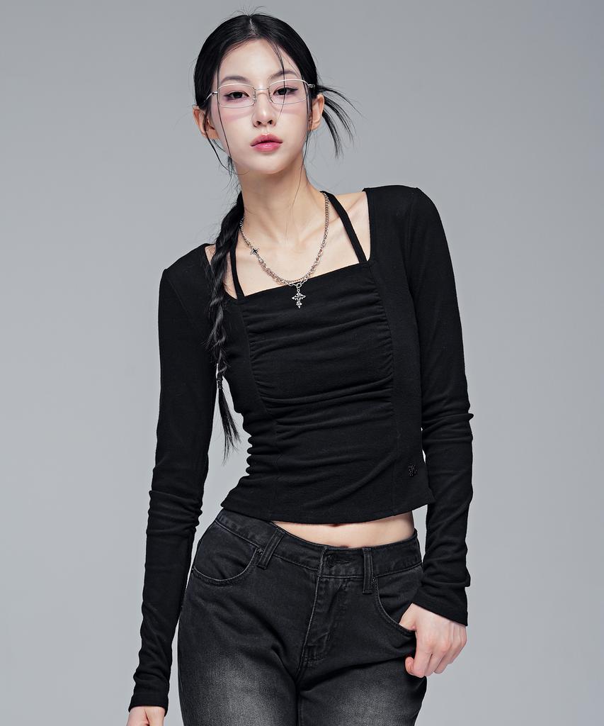 AVANDRESS Weds Shirring Halter Tee_4Col