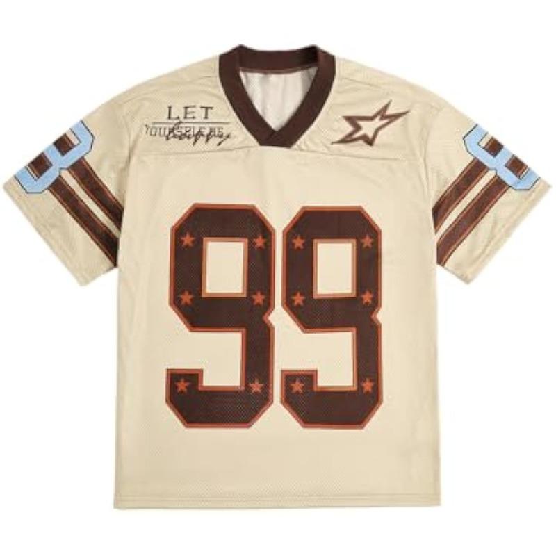 Mens Jersey Y2k Baggy Shirts Graphic Tees Oversized V Neck Tshirts Summer Tops