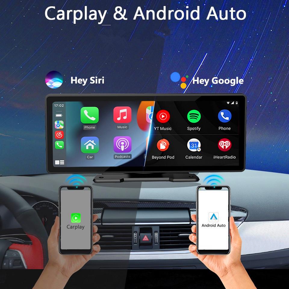10.26" CarPlay Portable Screen: MP5 Navigation, Reversing Interconnection, Bluetooth, 4K Recorder