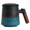 OLOEY Ceramic Mug with Wooden Handle and Lid