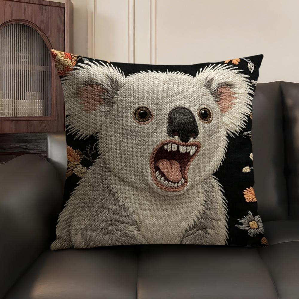 2D Scream Tiere Retro Kissenbezug Natürlicher Leinen Bio-Stoff Beidseitiger Druck Sofa Heimdekor Geschenk Kissenhülle