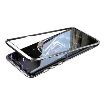 Tempered Glass Case with Magnetic Metal Frame Silver for Samsung Galaxy S8 Plus