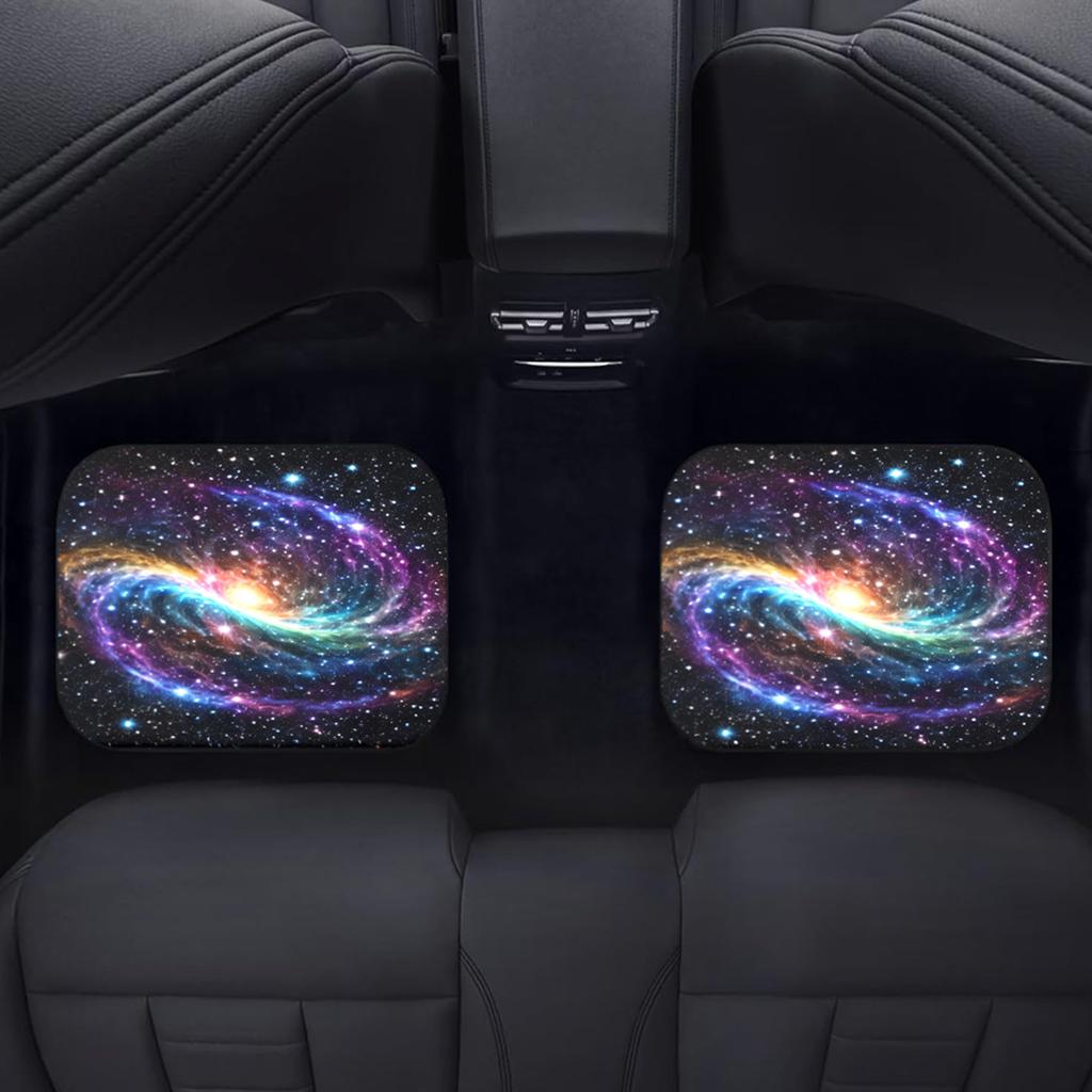 2/4Pcs Milky Way Nebula Print Design Carpet Car Floor Mats for Auto Van Truck SUV-4 Pieces Front & Rear Full Set