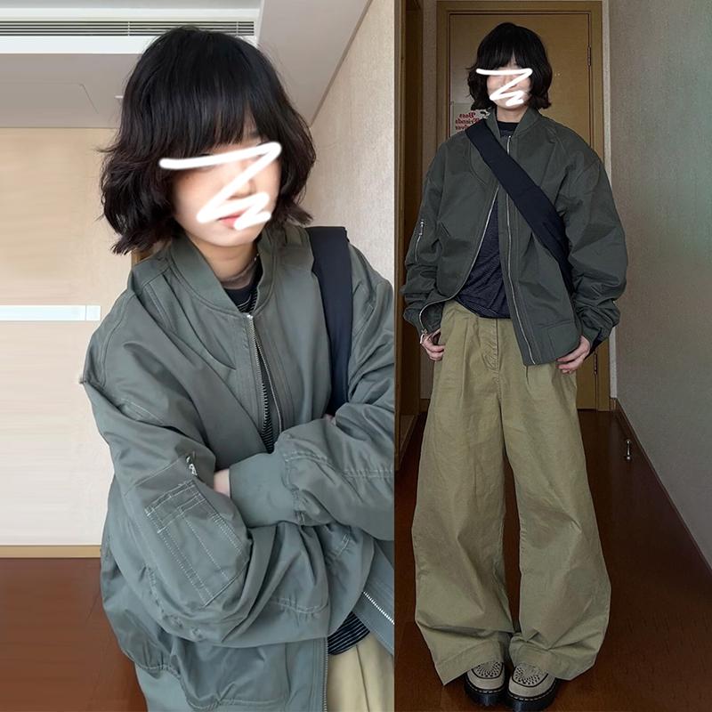 

Women s Retro Thin Bomber Jacket: Spring/Autumn, Korean & American Style, Baseball Windbreaker 2025 S for 40/45 kg