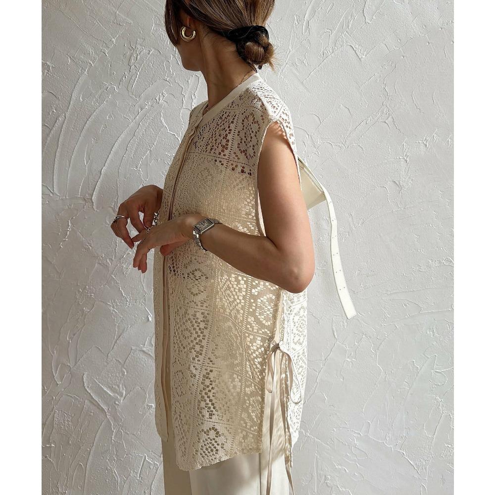 Dimanaf 2025 Summer Shirt Women Lace Blouse Sleeveless  Fashion Tops Tees Loose Tees New White