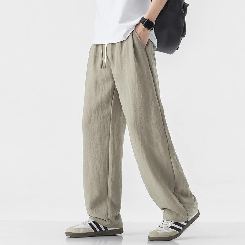 Lyocell Tencel Drop Linen Pants Men's Summer Thin Teen Loose Sports Casual Straight Pants Tide