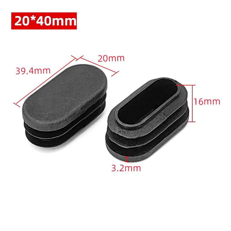 Tapones de Extremo de Cierre de Plástico Rectangular Ovalado Negro para Tubos Tubos Tapones Tapones Tapón para Pies de Mesa Patas de Silla