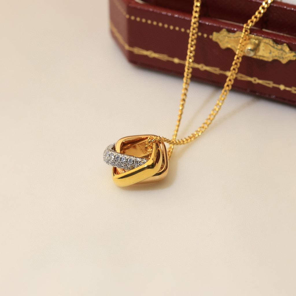 100th anniversary limited edition necklace, three color three ring necklace, shipped in V gold material, thick gold electroplating precision version