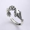 Trendy Retro Thai Silver Adjustable Koi Ring - Ethnic Style Index Finger Ring for Women