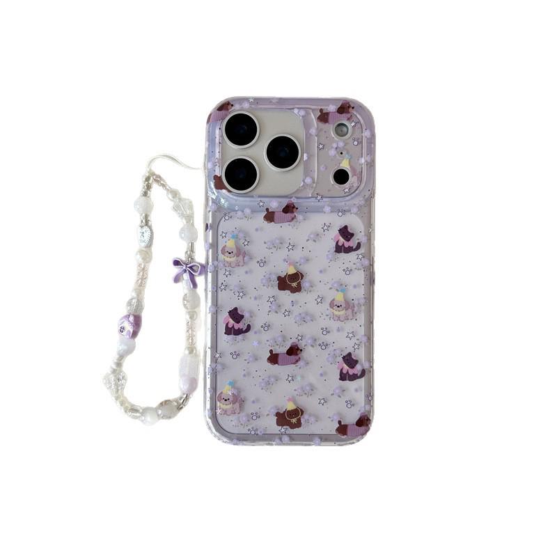 Sheer Purple Floral Phone Case for iPhone 17, 16 Pro Max, 15, 14 - Dog & Cat Friendly