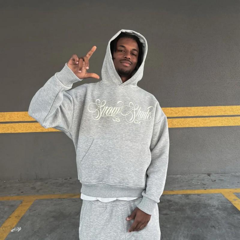 Womens Streetwear Hooded Sweatshirt Jogger Pants Set Loose Fit Letter Print Casual Sportswear