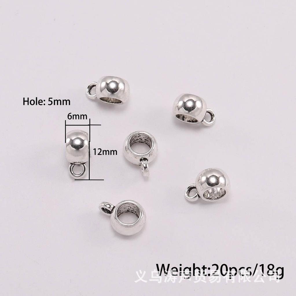 DIY šperky doplňky: Starožitné stříbrné distanční korálky s velkým otvorem pro náramky Pandora a trojcestné náhrdelníky - Sada 20 kusů.