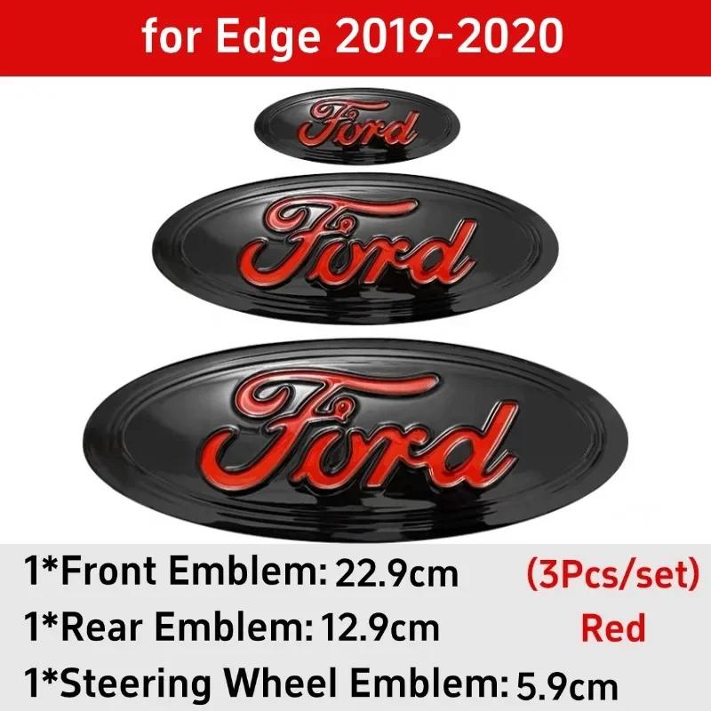 Metal Car Front Rear Steering Wheel Cover Badge Sticker for Ford Explorer Escape ST Kuga Mondeo Focus Edge Focus Taurus Equator