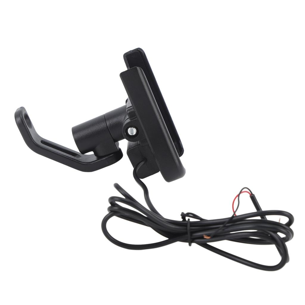 Black Motorcycle Scooter Charging Phone Holder 360 Degrees  Rotation ATV Tricycle Mount Bracket for 4‑6.5in DC12V