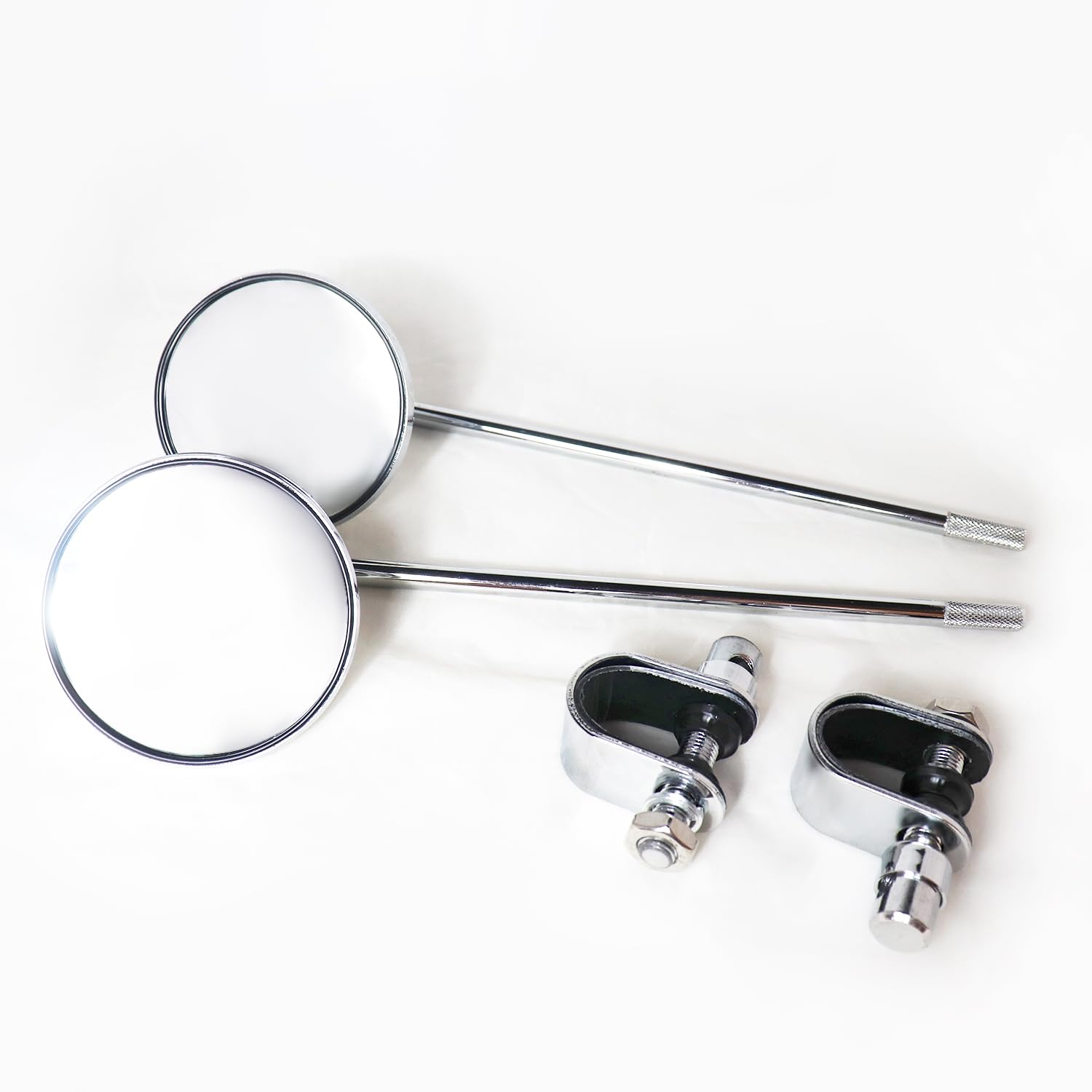 

Motorcycle Mini Round Long Type of 80mm Vintage Retro Simple Silver or Black in Mirrors, (Set 2) - Diameter, Style, Style, Design, (Available Silver)