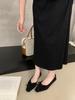Versatile shallow mouth single shoes Korean version temperament bow small square head side empty not tired feet women's shallow mouth single shoes