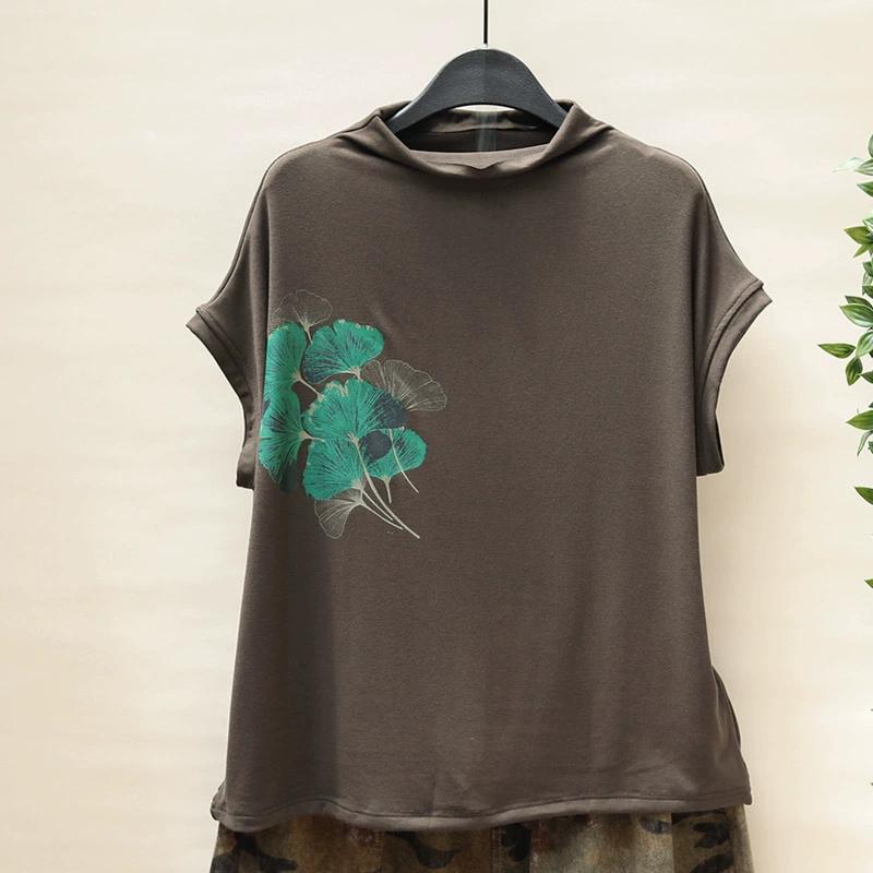 

Dimanaf 2025 Осень Футболка с принтом Черная футболка Женская с коротким рукавом Свободные топы Футболки One size