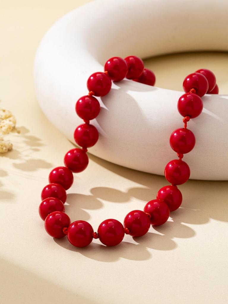 Chic flerfärgad rund akrylpärlcollier