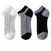 3Pairs Thickened Coral Fleece Socks Patchwork Warm Boat Socks Women Kawaii Floor Plush Socks  Winter