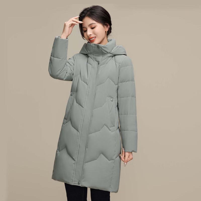 Snowflying Women s 2025 Mid-Length Detachable Hood Down Jacket 3XL