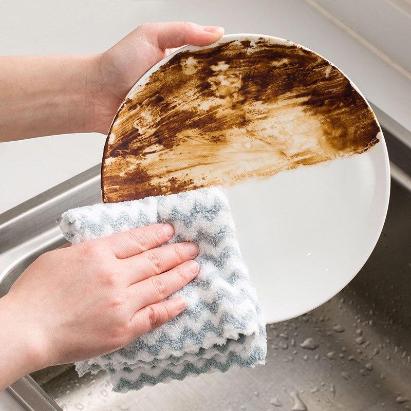 Cationic Wave Dish Cloth: Absorbent, Lint-Free Kitchen Cleaning Essential